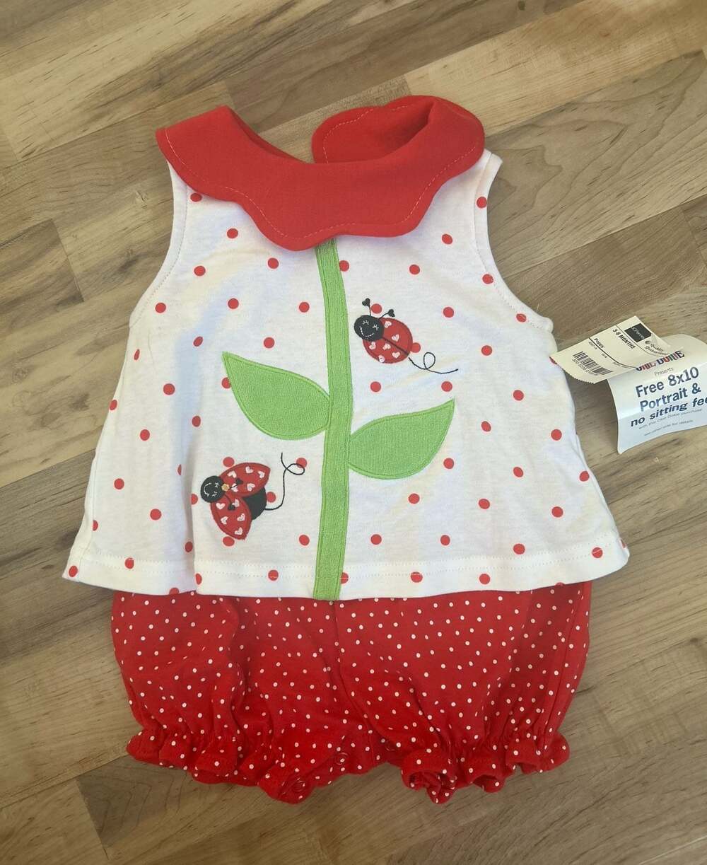 Ookie Dokie Baby Girl Ladybug Polka Dot Outfit, Size 3-6 Months